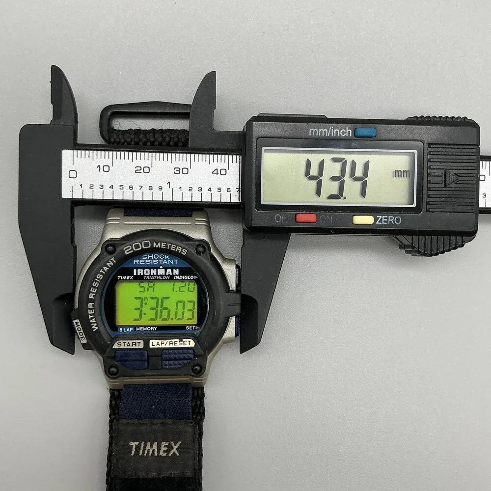 Timex Ironman Triathlon Mens Watch 43mm Green Digital Nylon INDIGLO New Battery